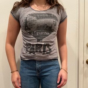 Fitted graphic tee Eiffel Tower Aqua